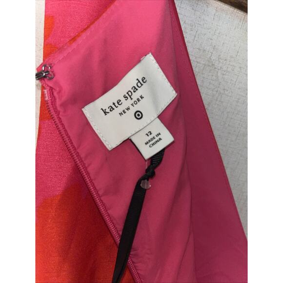 Kate Spade For Target Classic Rose Peplum Midi Dress Ladies Size 12 Red & Pink - Picture 13 of 16